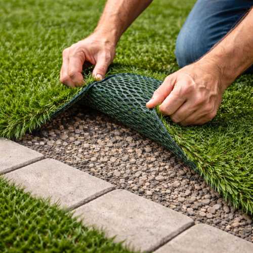 inspect artificial grass edge